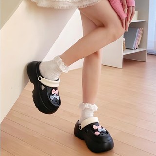 Dép sục nữ đế cao 6cm kèm charm Nút nơ dễ thương Mita kiểu sandal quai hậu CS-191