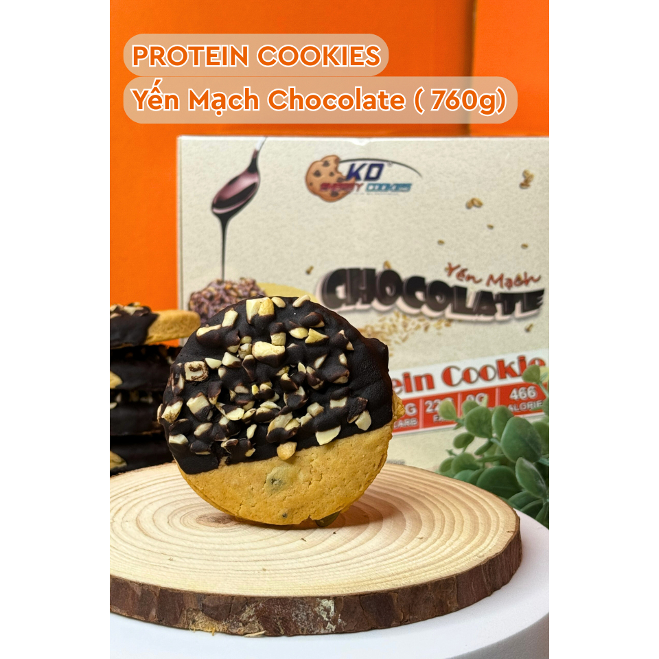 Combo 2 loại bánh Cookies Protein yến mạch, bánh quy ăn kiêng KD Healthy Food 720g (24 cái) và 760g (20 cái)