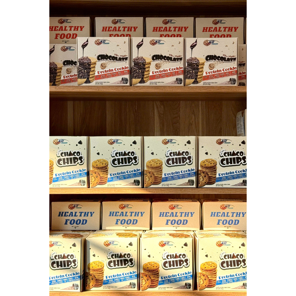 Combo 2 loại bánh Cookies Protein yến mạch, bánh quy ăn kiêng KD Healthy Food 720g (24 cái) và 760g (20 cái)