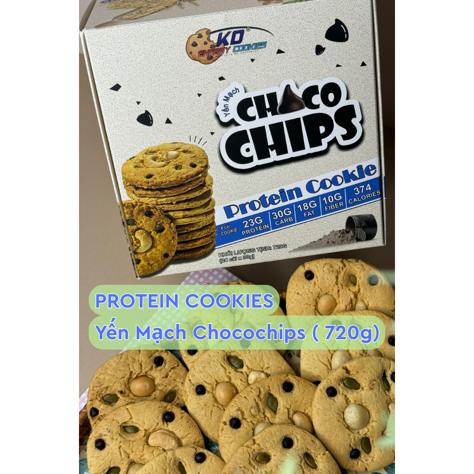 Combo 2 loại bánh Cookies Protein yến mạch, bánh quy ăn kiêng KD Healthy Food 720g (24 cái) và 760g (20 cái)