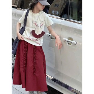 [B&G] Sét váy dài áo cotton trắng in hình kèm chân váy dài đó sang chảnh cho bé gái từ 12-45kg
