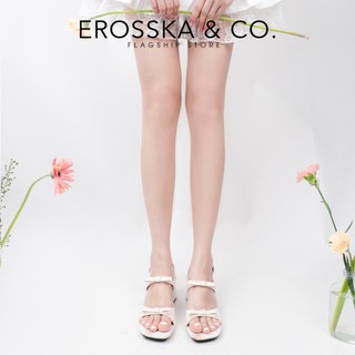 Erosska - Giày nữ cao gót mũi hở họa tiết hoa nhí phối nơ trẻ trung màu đỏ - EM149