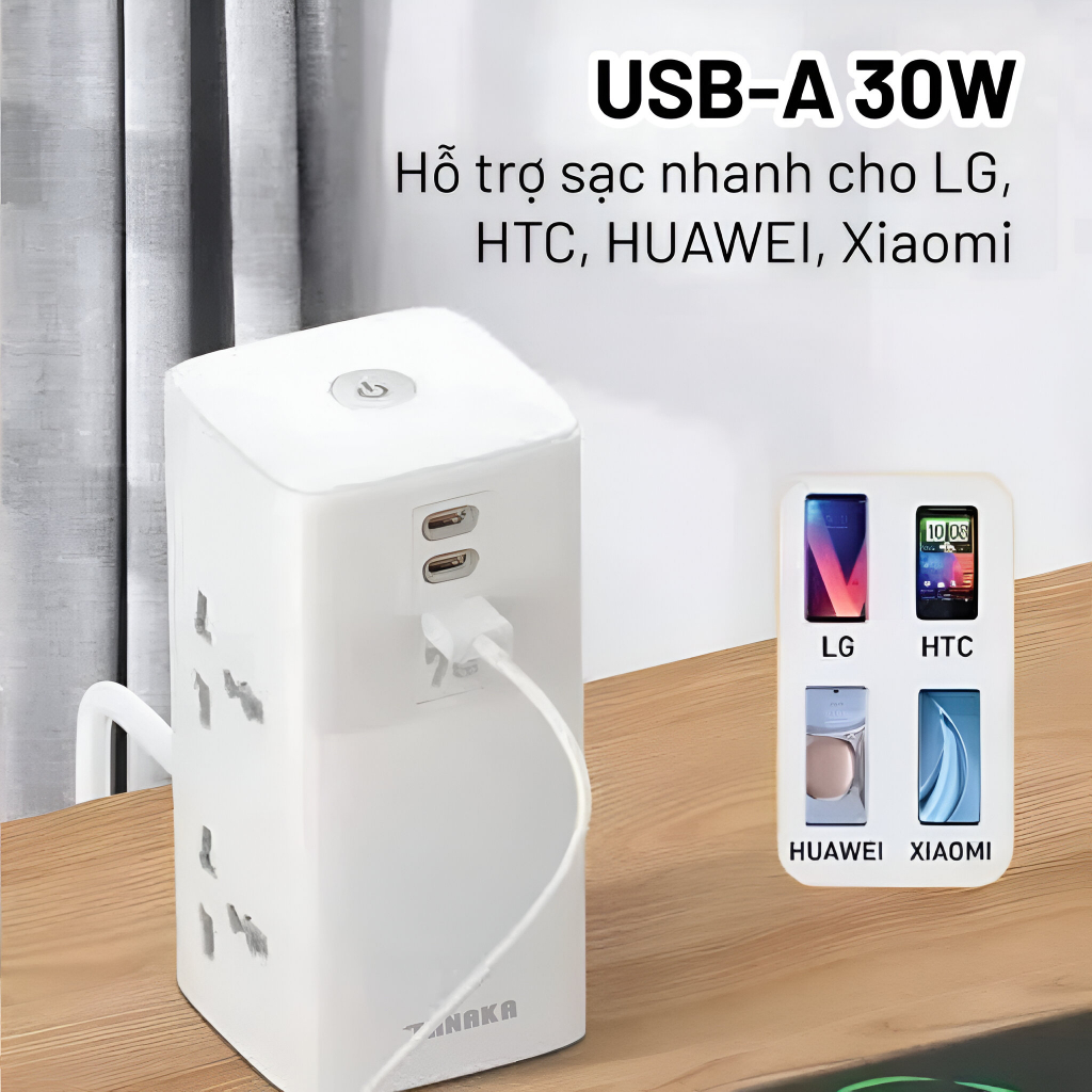 Ổ Cắm Điện Tanaka TNK-OD34026 - Ổ điện trụ đứng - Công suất 2500W - Bảo hành chính hãng 12 tháng
