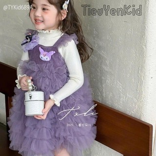 Quần áo bé gái, Váy công chúa QCCC bé gái họa tiết hoạt hình 2 màu 11-26kg V689 Tiểu Yến KID