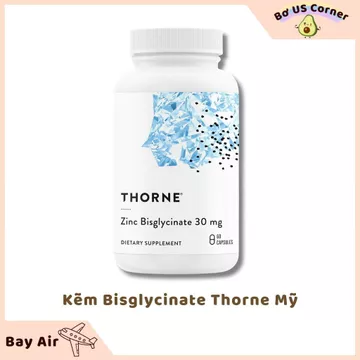 Viên uống kẽm Thorne tăng cường sức đề kháng,hỗ trợ tăng cơ bắp, giảm mụn viêm Thorne Bisglycinate 60 viên Mỹ (BILL US)
