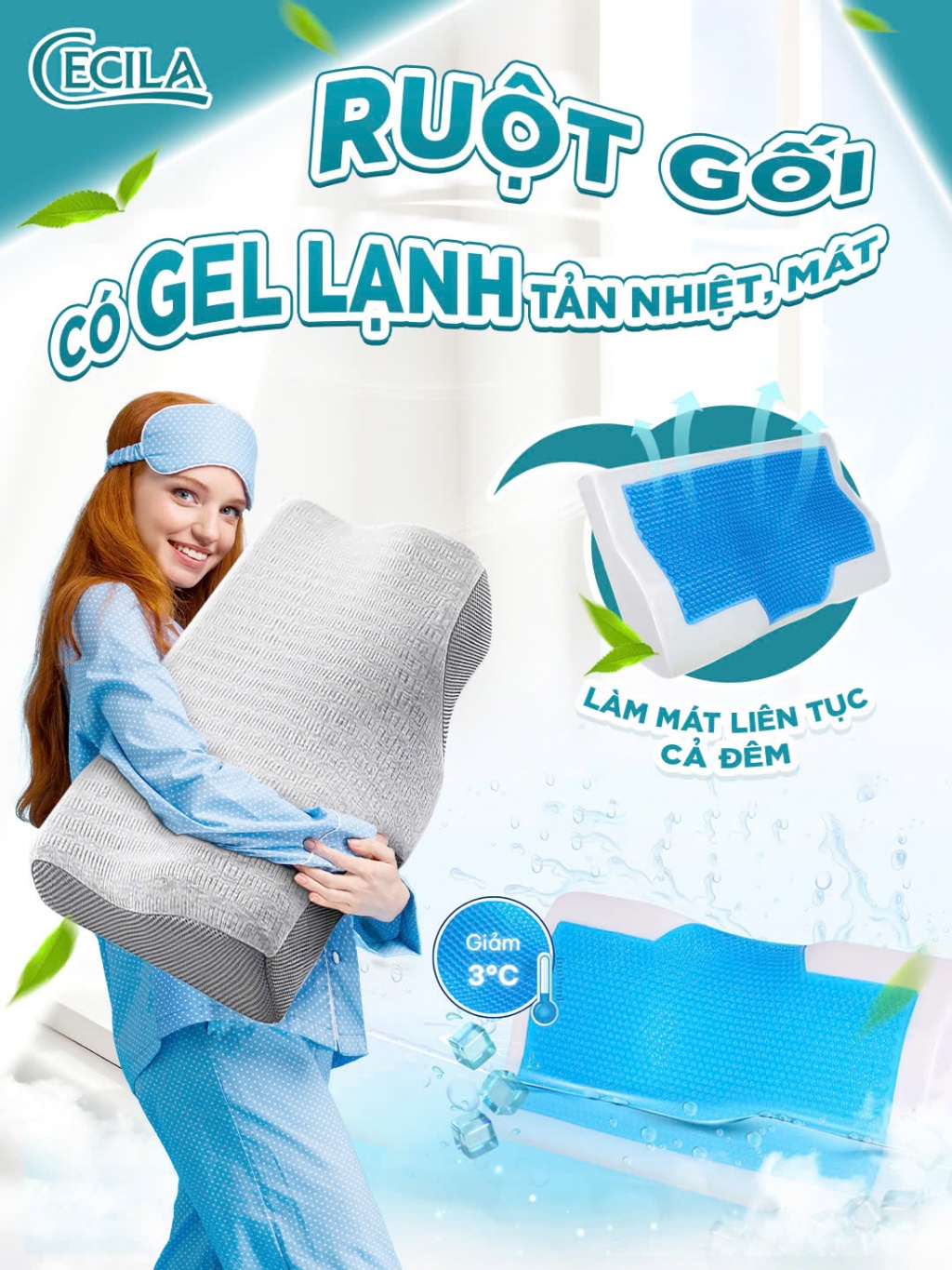 Gối Cao Su Non Cecila Hỗ Trợ Giảmỏi Cổ Vai Gáy - Gối chống đau mỏi cổ vai gáy Cecila cao su non giúp ngủ ngon ngủ sâu...