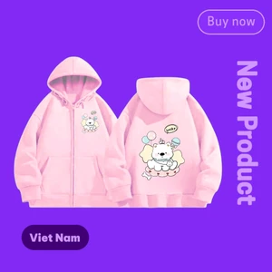 Áo Khoác Mùa Đông Cho Bé – Chất Nỉ Cotton Dày Dặn, Hình Chú Cún Và Hai Ngôi Sao Lucky Đáng Yêu(M245)