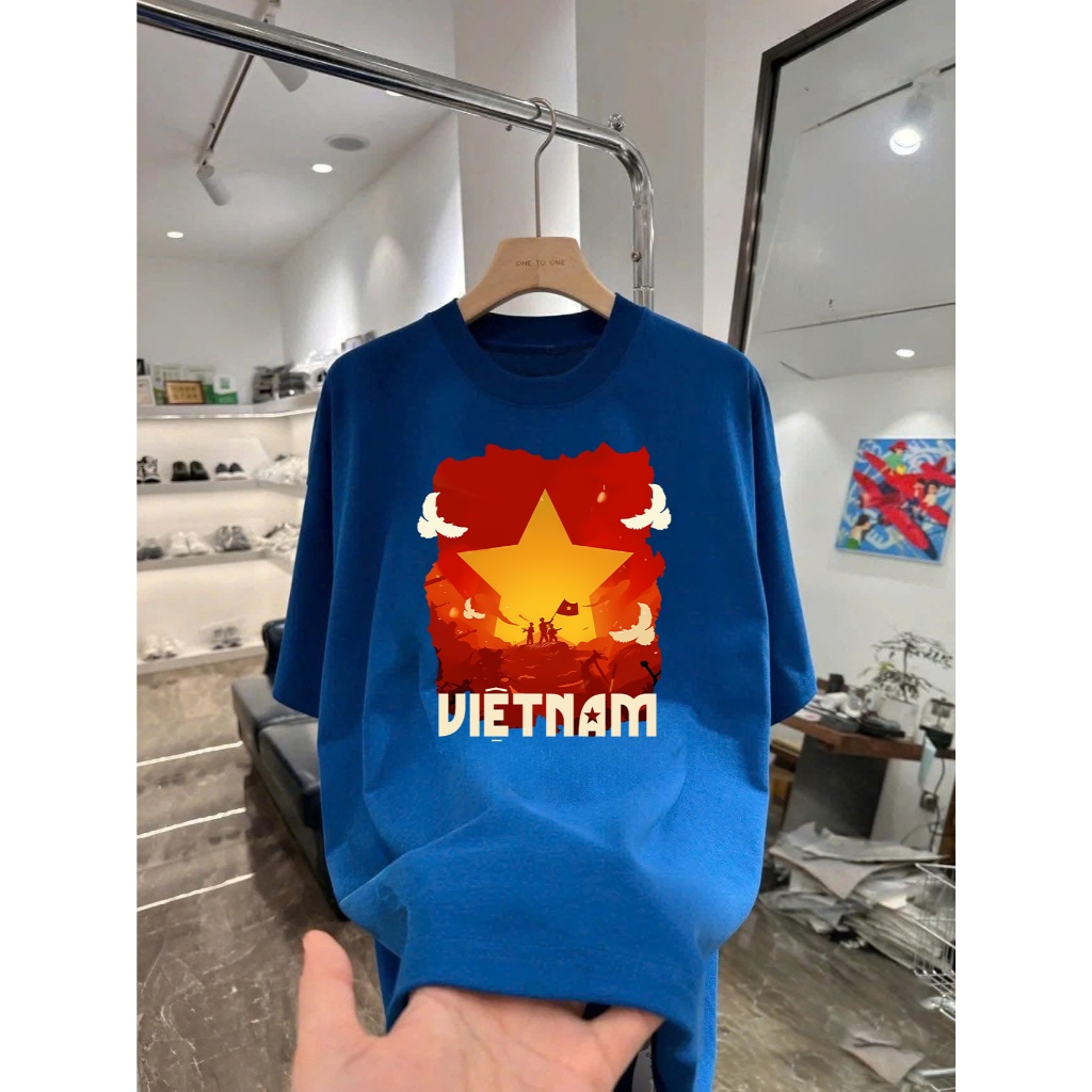 Áo thun in hình VIỆT NAM nghệ thuật kỷ niệm lịch sử Chất Liệu Cotton Cao Cấp