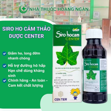 Siro ho cảm Center giảm nghẹt mũi, long đờm, làm dịu cơn ho thành phần thảo dược chai 100ml - NT Hoàng Ngân