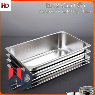 khay inox đựng thức ăn 1/1,1/2 có nắp-khay buffet đựng thức ăn, khay topping.