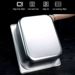 khay inox đựng thức ăn 1/1,1/2 có nắp-khay buffet đựng thức ăn, khay topping.