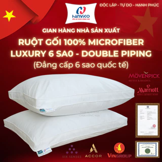 [HANVICO] Ruột Gối Microfiber Lông Vũ LUXURY 6 SAO - 2 Viền Piping PREMIUM Cao Cấp - Gối Chống Xẹp Lún