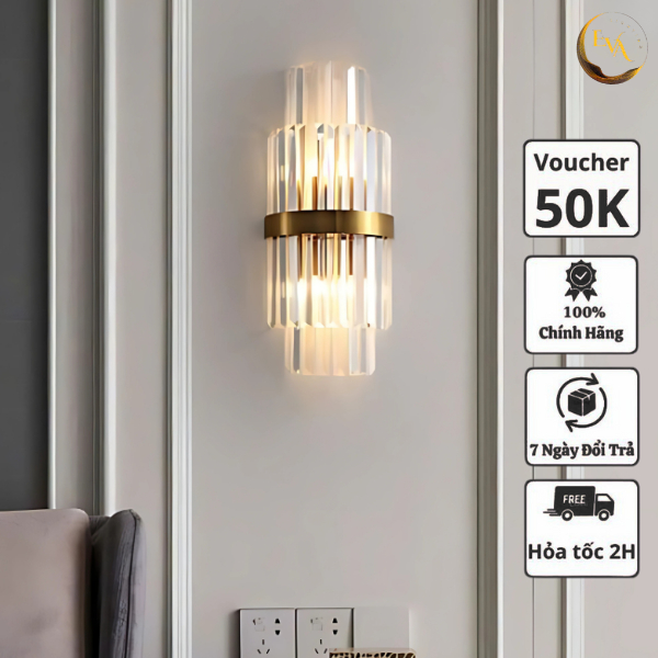 Đèn gắn tường pha lê EVA AA2/GĐ D170*H400 phong cách sang trọng trang trí nhà cửa hiện đại bảo hành 24 tháng