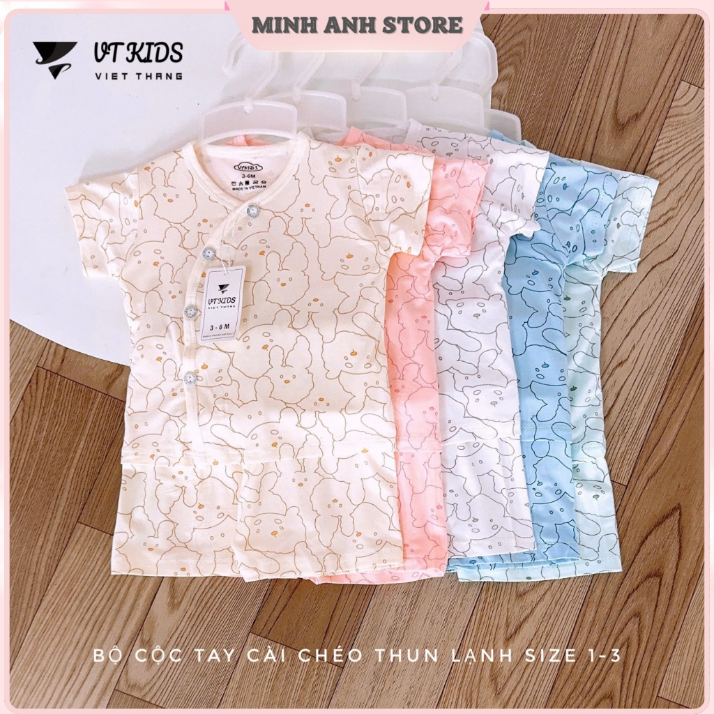 [Set 3-5] Bộ cộc tay sơ sinh vải thun lạnh mềm mịn mát hoạ tiết ngộ nghĩnh cho bé từ 3-9kg VT CLM02