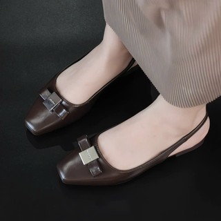 Giày sandal cao gót bít mũi gót vuông trang trí đơn giản dễ thương, mềm mại êm ái Giày BánhBèo mã Giaybetfashion