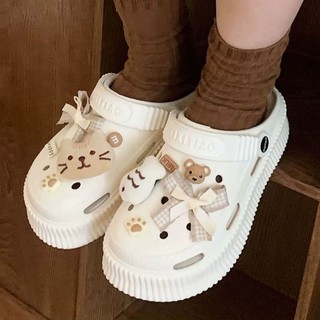Dép sục nữ XIXITIAO kèm charm cá mèo bông đế cao 5 cm Mita CS-91