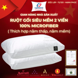 Ruột Gối Microfiber HANVICO Lông Vũ Siêu Mềm dành cho người nằm thấp - Gối 2 Viền 45x65 CM và 50x70 CM