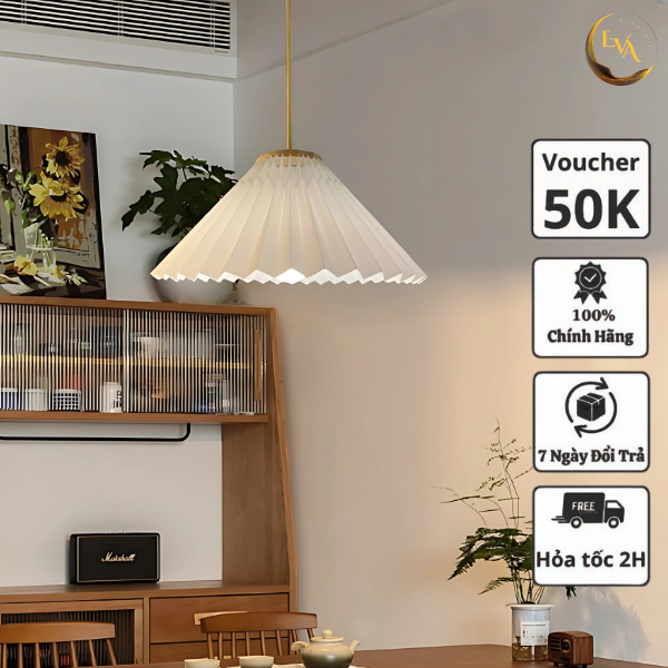 Đèn thả trắng chao vải EVA1009 trang trí phòng khách, quán cafe bảo hành 12 tháng