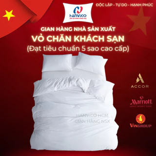Vỏ Chăn Khách Sạn Hanvico Màu Trắng Cotton Dệt Satin