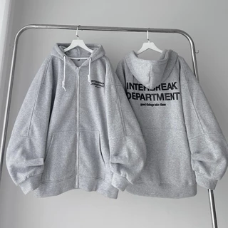 6 Áo Khoác Nỉ Hoodie Zip INTERBREAK Nhiều Chữ Form Rộng Unisex Nam Nữ - Áo Hoodie dây kéo