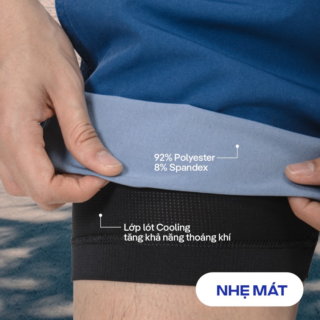 [MUA 2 GIẢM 5%]Quần shorts nam Summer Cool mềm mại, thoáng mát, thấm hút, 7inch 2 lớp Coolmate