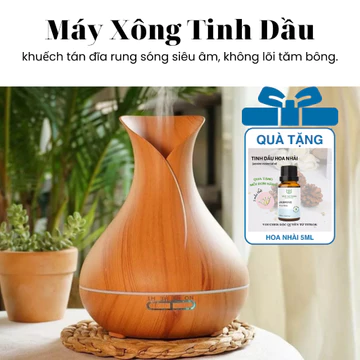 Máy Xông Tinh Dầu Phòng Ngủ ASO , Máy Khuếch Tán Tinh Dầu, Máy Xông Tinh Dầu Hoa Tulip 550ML -Làm Thơm Phòng, Đèn Ngủ