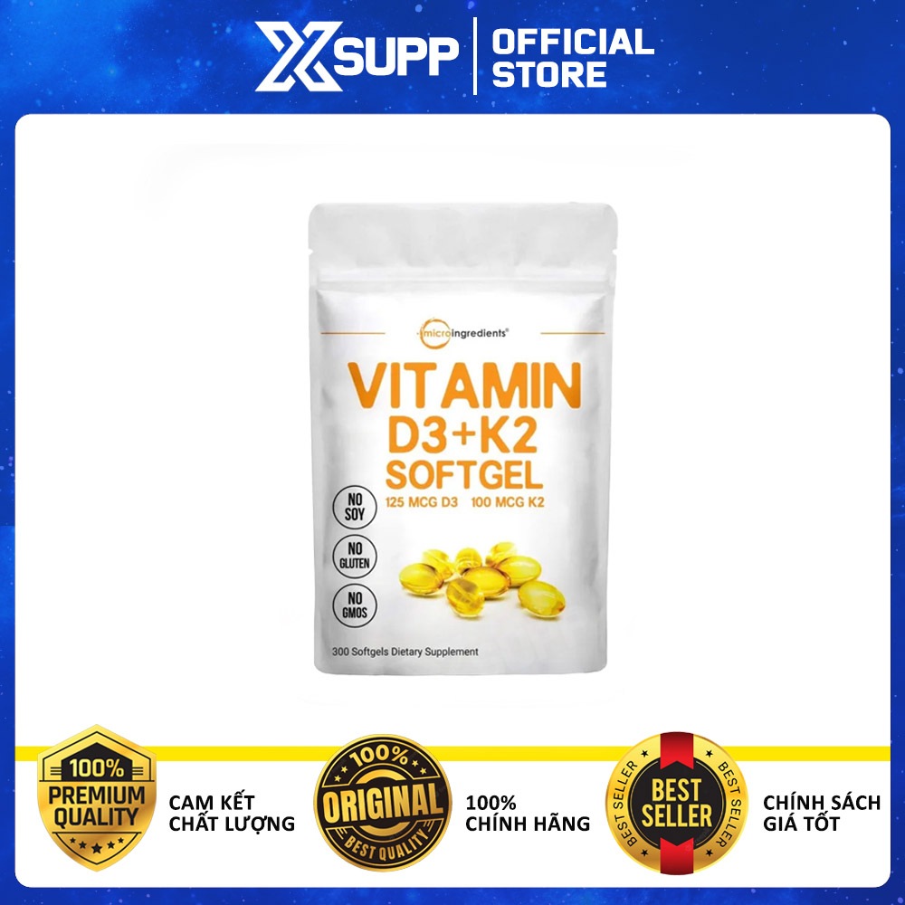 VIÊN UỐNG SỨC KHỎE MICRO INGREDIENTS D3 5000 K2 (300 VIÊN)