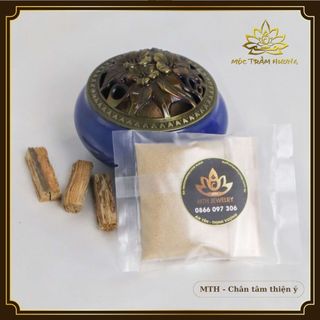 Bột Trầm Hương Nguyên Chất Xông Nhà (Có Lư Sứ) - Trầm Sánh Tự Nhiên Cao Cấp - Mộc Trầm Hương MTH