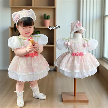 3-11kg Body váy Lolita công chúa RIOKIDS, đầm bí cho bé gái sơ sinh thôi nôi đầy tháng BD261