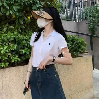 Áo Polo Nữ RL Logo Con Ngựa Áo Polo Tay Ngắn Áo Polo Kẻ Sọc Áo Polo Nữ Áo Thun Khắc Logo Áo Polo 5 Nút