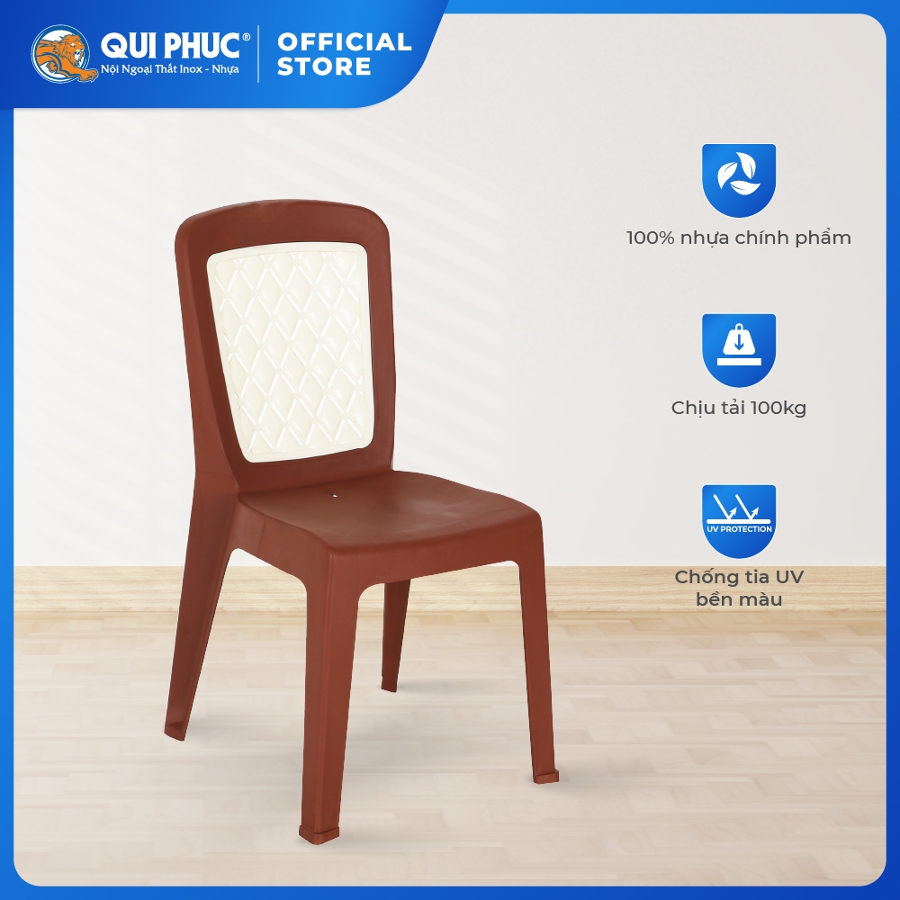 Ghế nhựa tựa lưng Adora QUI PHÚC, size lớn, combo 4,6,10 ghế, phù hợp gia đình, nhà hàng, quán ăn, chân chống trượt