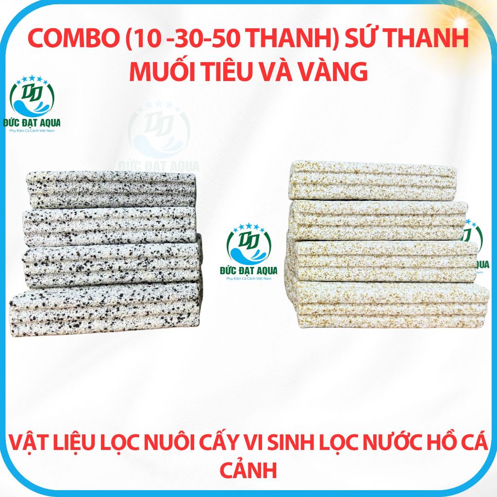 SỨ THANH MUỐI TIÊU VÀ VÀNG - Combo (10 -30-50 Thanh) vật liệu lọc nước cho hồ cá cảnh, thủy sinh 2