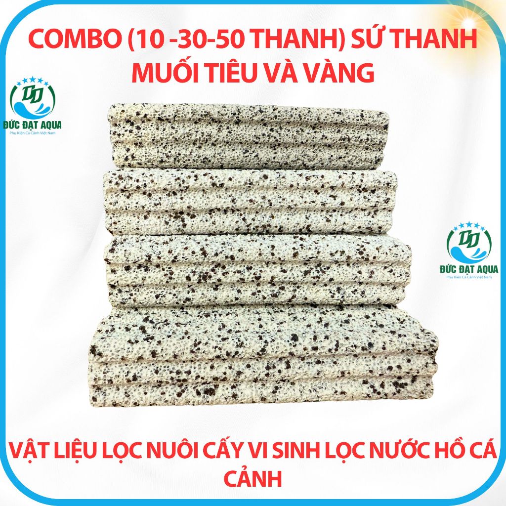 SỨ THANH MUỐI TIÊU VÀ VÀNG - Combo (10 -30-50 Thanh) vật liệu lọc nước cho hồ cá cảnh, thủy sinh 7