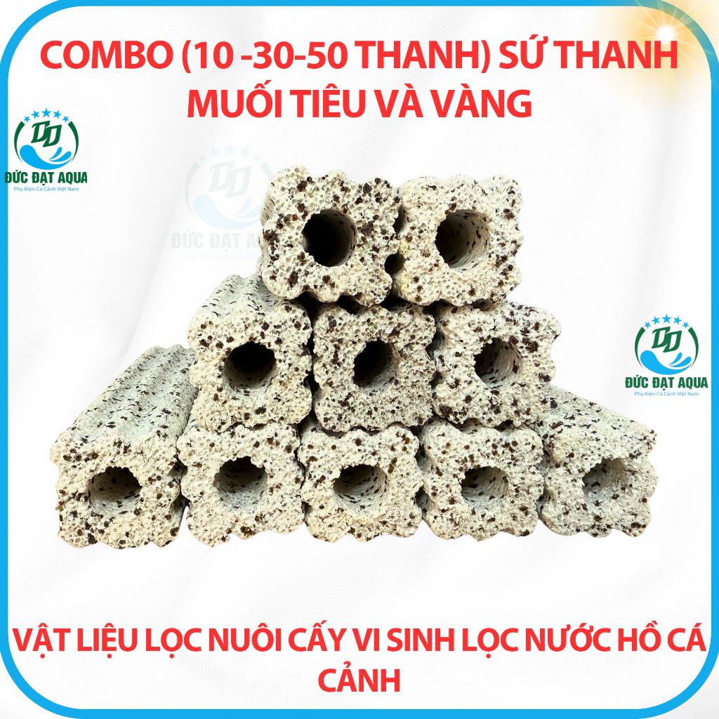 SỨ THANH MUỐI TIÊU VÀ VÀNG - Combo (10 -30-50 Thanh) vật liệu lọc nước cho hồ cá cảnh, thủy sinh 6