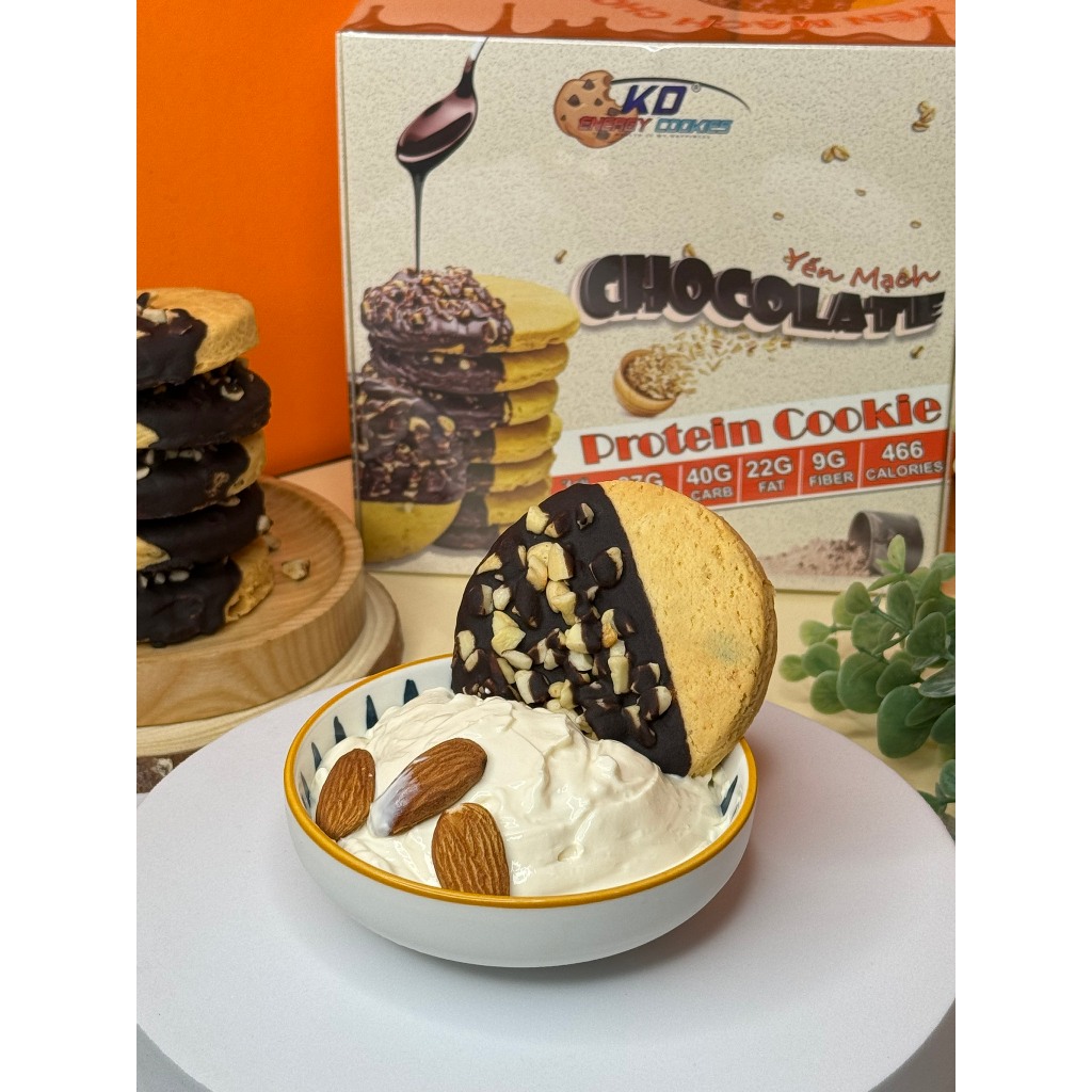 Combo 2 loại bánh Cookies Protein yến mạch, bánh quy ăn kiêng KD Healthy Food 300g (10 cái) và 760g (20 cái)