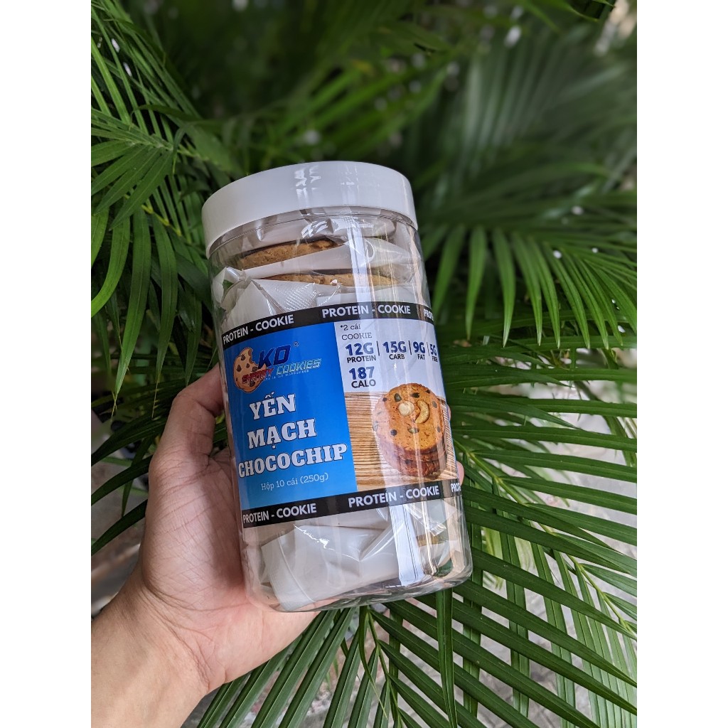 Combo 2 loại bánh Cookies Protein yến mạch, bánh quy ăn kiêng KD Healthy Food 300g (10 cái) và 760g (20 cái)