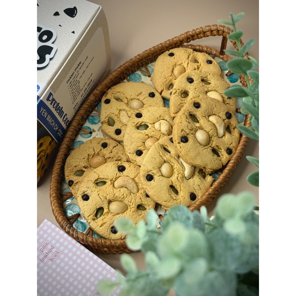 Combo 2 loại bánh Cookies Protein yến mạch, bánh quy ăn kiêng KD Healthy Food 300g (10 cái) và 760g (20 cái)