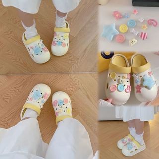 Dép sục nữ form tròn XIXITIAO kèm 13 charm NSL đế cao 5 cm Mita kiểu sandal quai hậu CS-77