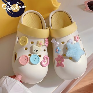 Dép sục nữ form tròn XIXITIAO kèm 13 charm NSL đế cao 5 cm Mita kiểu sandal quai hậu CS-77
