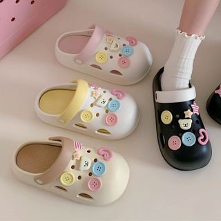 Dép sục nữ form tròn XIXITIAO kèm 13 charm NSL đế cao 5 cm Mita kiểu sandal quai hậu CS-77