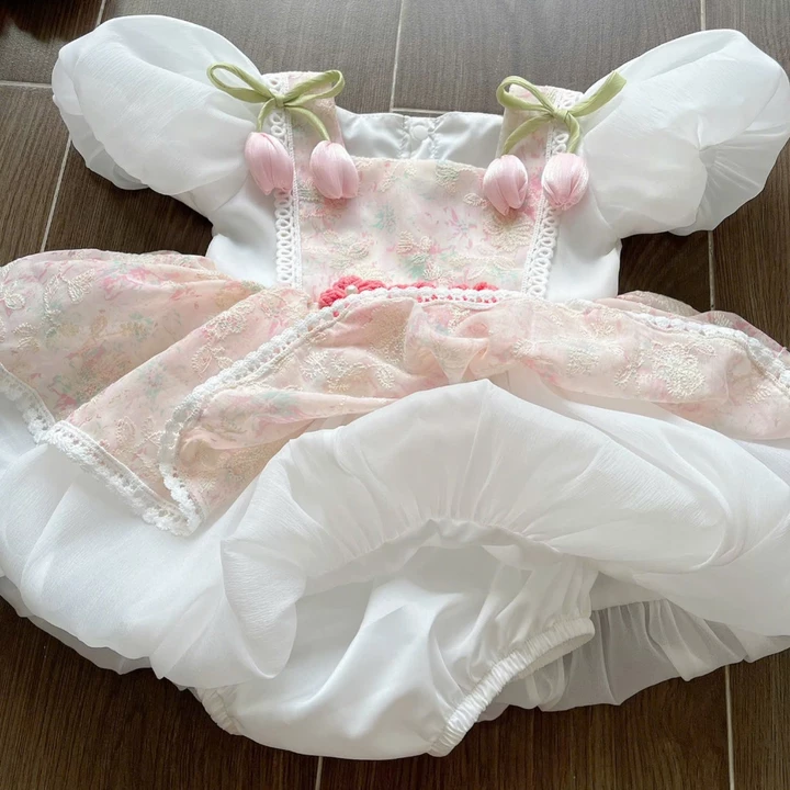 3-11kg Body váy Lolita công chúa RIOKIDS, đầm bí cho bé gái sơ sinh thôi nôi đầy tháng BD261