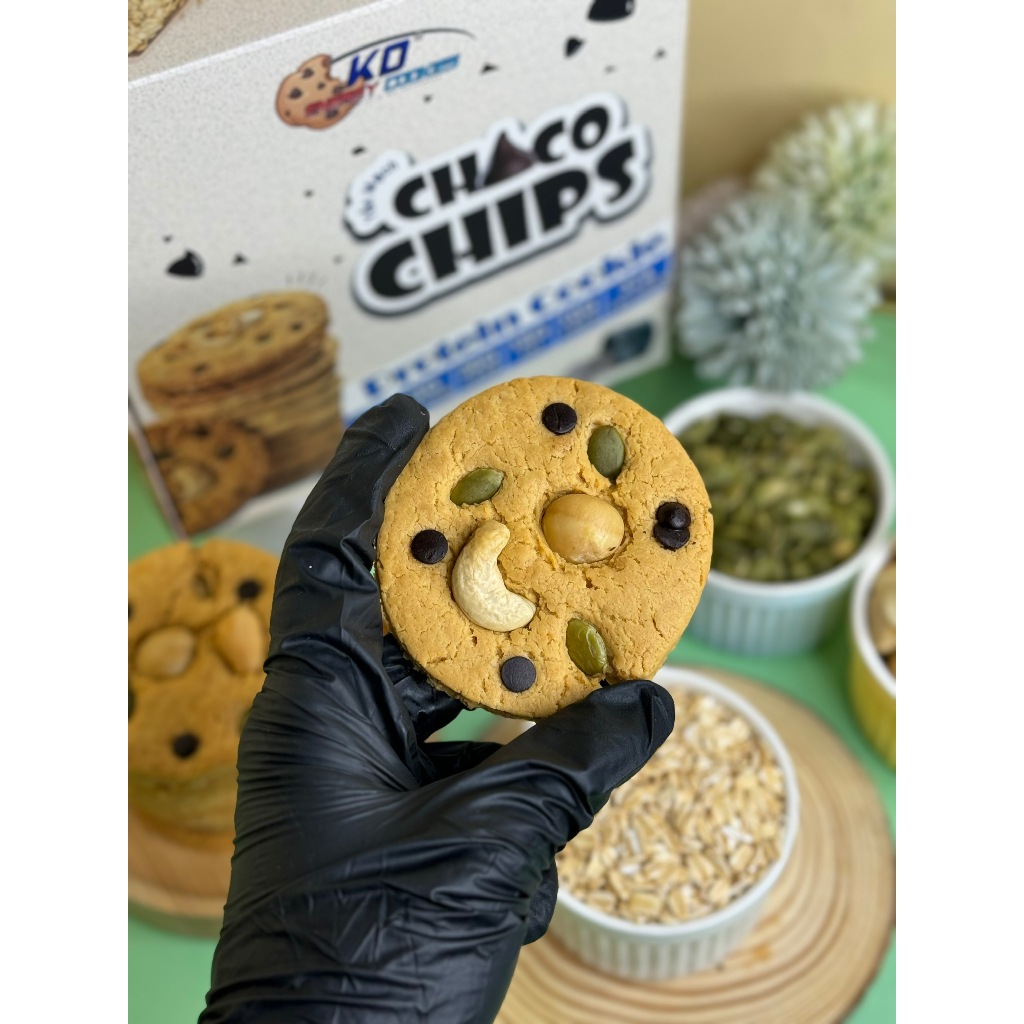 Combo 2 loại bánh Cookies Protein yến mạch, bánh quy ăn kiêng KD Healthy Food 380g (10 cái) và 720g (24 cái)