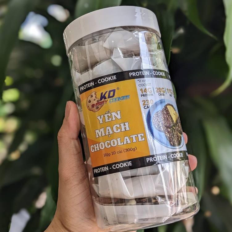Combo 2 loại bánh Cookies Protein yến mạch, bánh quy ăn kiêng KD Healthy Food 300g (10 cái) và 380g (10 cái)