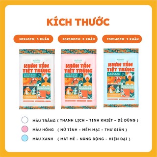 Túi 3 khăn tắm tiệt trùng Kawaii 50x100cm - Khăn tắm dùng 1 lần siêu thấm hút, mềm mại, mang đi du lịch biển