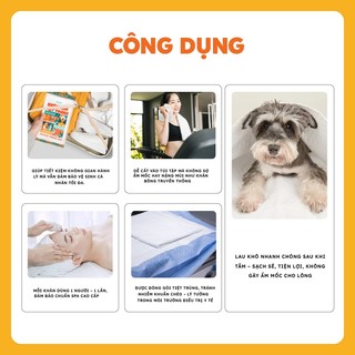 Thùng 10 bịch khăn tắm tiệt trùng Kawaii - Khăn tắm dùng 1 lần gia đình, siêu thấm hút, mềm mại, tiện lợi mang du lịch