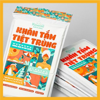Thùng 10 bịch khăn tắm tiệt trùng Kawaii - Khăn tắm dùng 1 lần gia đình, siêu thấm hút, mềm mại, tiện lợi mang du lịch