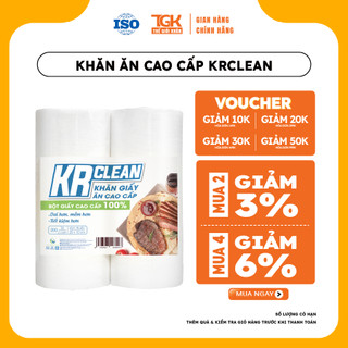 1 cặp Khăn giấy ăn cao cấp Krclean 200 tờ size 20x10, ăn tiệc, nhà hàng không bụi giấy thấm hút tốt