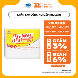 Khăn vải lau công nghiệp KRCLEAN 25x30cm 50 tờ - dạng bịch, giấy lau đa năng thấm hút dầu nhớt, lau xe máy, ô tô, laptop