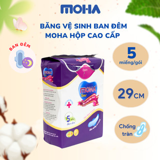 Băng vệ sinh ban đêm dán MOHA cao cấp hộp 5 miếng