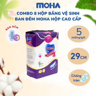 Combo 8 gói băng vệ sinh ban đêm MOHA cao cấp hộp 5 miếng